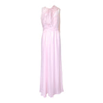1990's Pale Pink Silk Chiffon Goddess Gown with Tie Neck Scarf w/tie