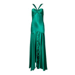 Green 2020s Does 1930s Glamorous Silk Satin Gown