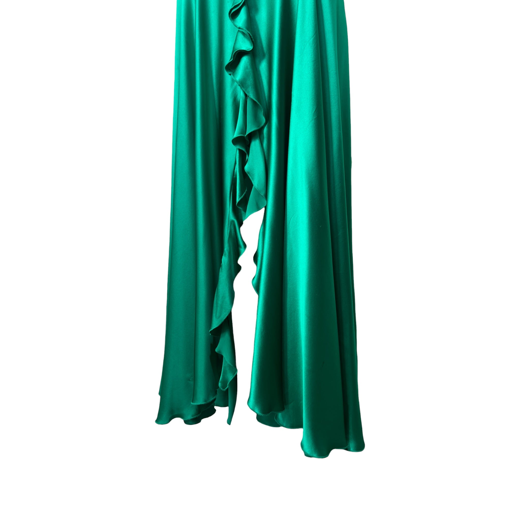 Green 2020s Does 1930s Glamorous Silk Satin Gown, skirt