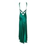 Green 2020s Does 1930s Glamorous Silk Satin Gown, back