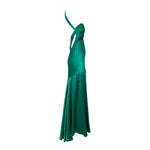Green 2020s Does 1930s Glamorous Silk Satin Gown, side