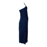 Germán Valdivia 2010s Midnight Blue Beaded One Shoulder Dress, side