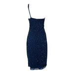 Germán Valdivia 2010s Midnight Blue Beaded One Shoulder Dress, back
