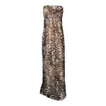 Shawn Ray Fons 2010s Brown Tiger Striped Strapless Gown