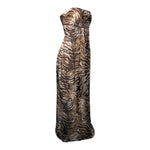 Shawn Ray Fons 2010s Brown Tiger Striped Strapless Gown, slight side