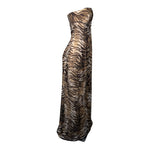 Shawn Ray Fons 2010s Brown Tiger Striped Strapless Gown, side