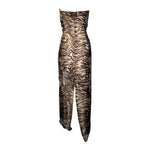 Shawn Ray Fons 2010s Brown Tiger Striped Strapless Gown, back