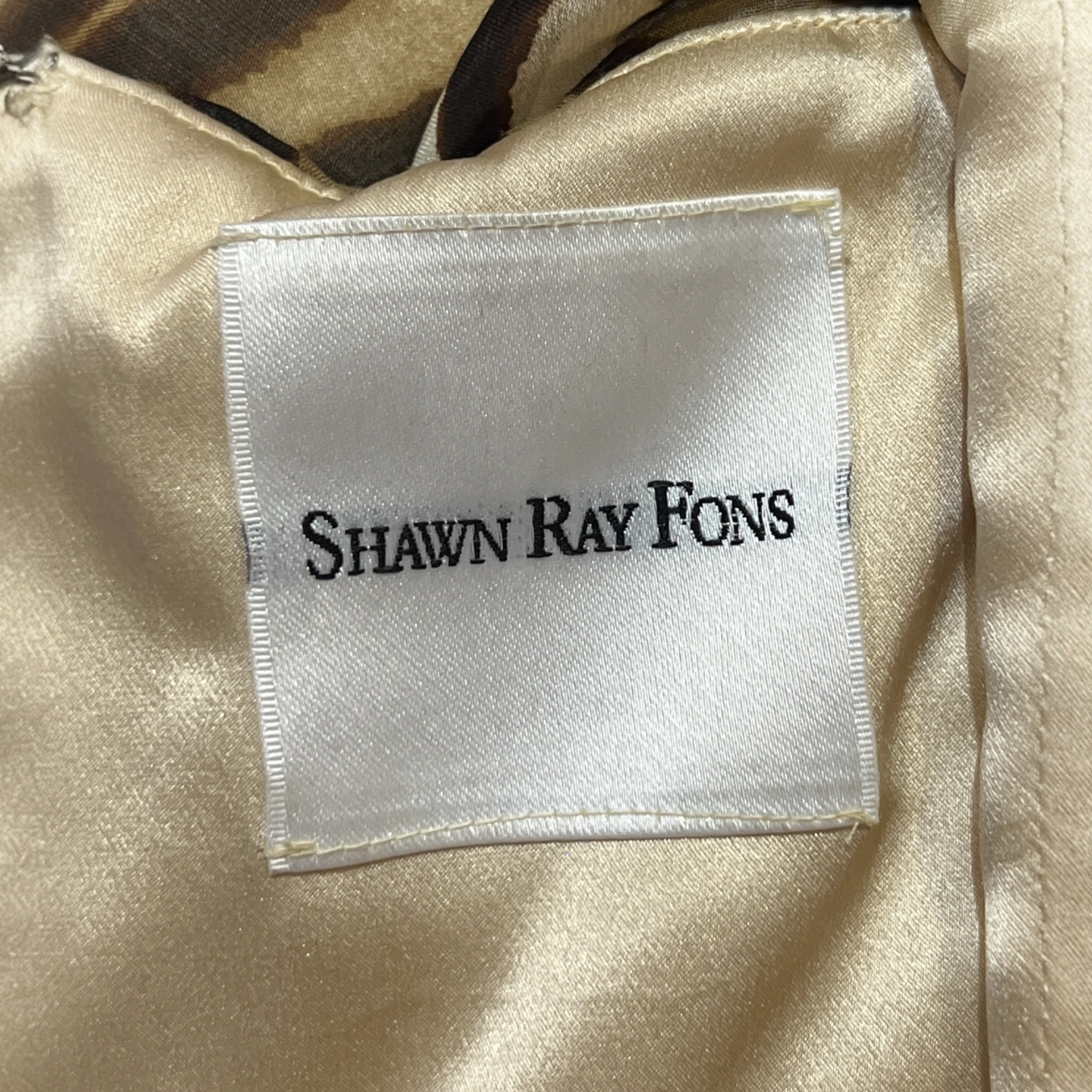 Shawn Ray Fons 2010s Brown Tiger Striped Strapless Gown, label