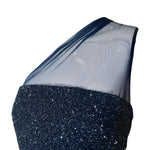 Germán Valdivia 2010s Midnight Blue Beaded One Shoulder Dress, top