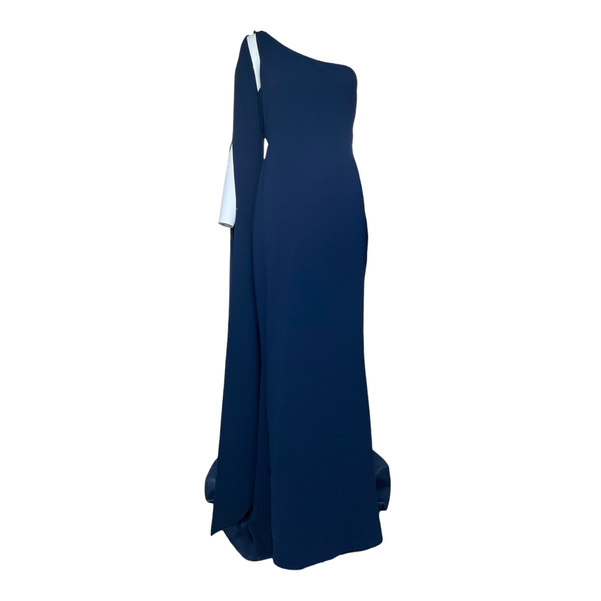 Ramona Keveža 2020s Navy Crepe One-Shoulder Gown w/floor length scarf