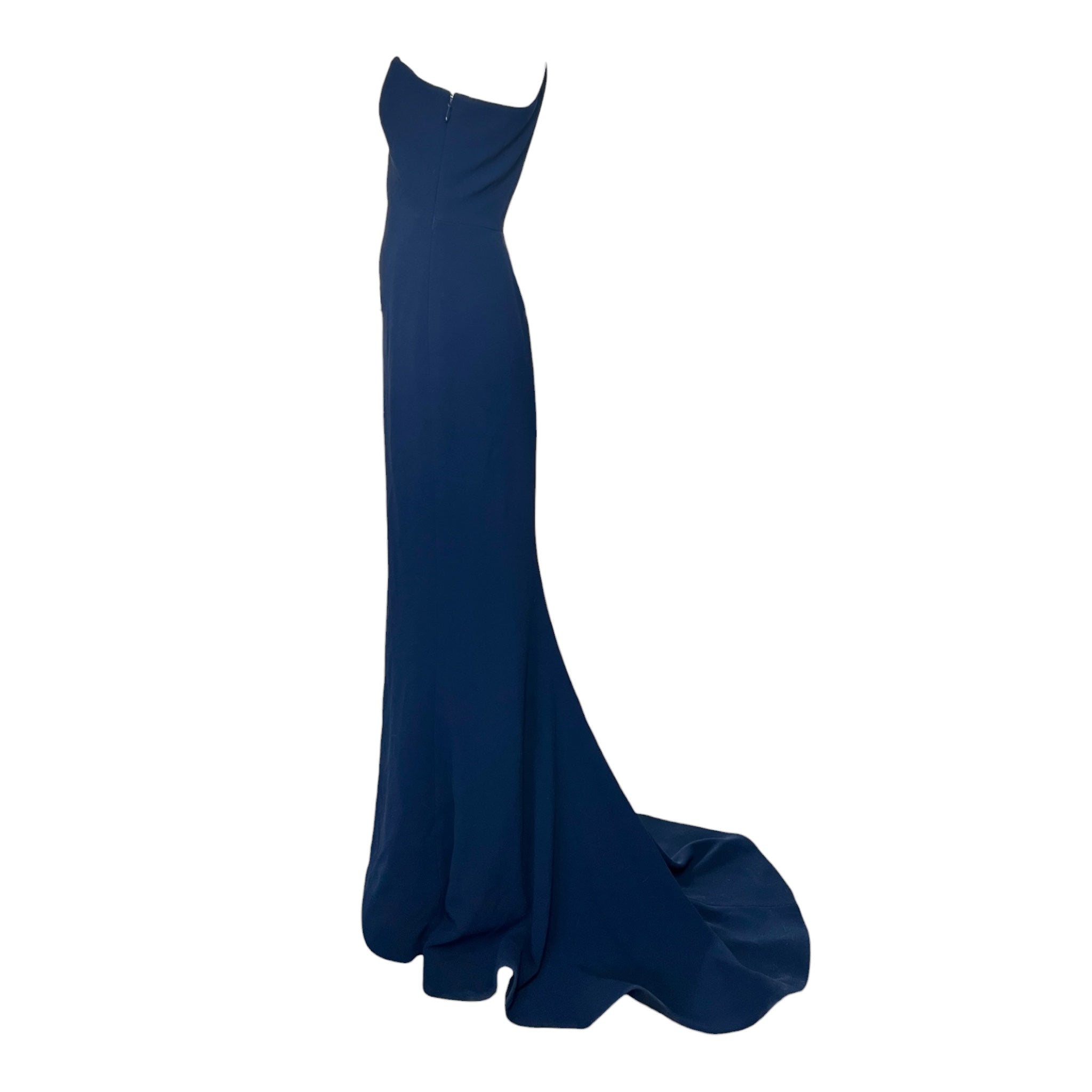 Ramona Keveža 2020s Navy Crepe One-Shoulder Gown, side 2