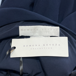 Ramona Keveža 2020s Navy Crepe One-Shoulder Gown, label and tag