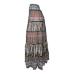  Lolita Jaca 2020s Bohemian Silk Tiered Maxi Skirt, side 2