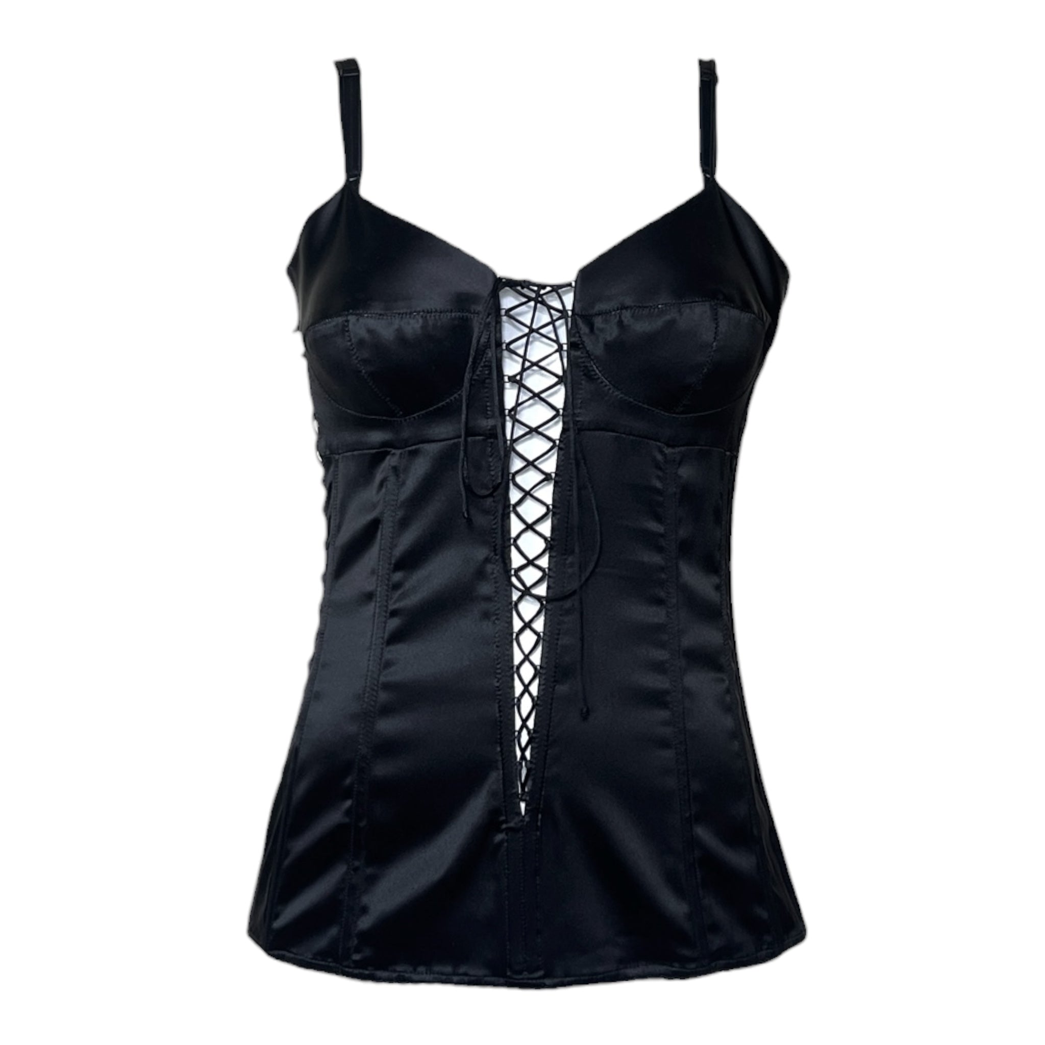 Dolce & Gabbana S/S 2003 Black Satin Corset Top