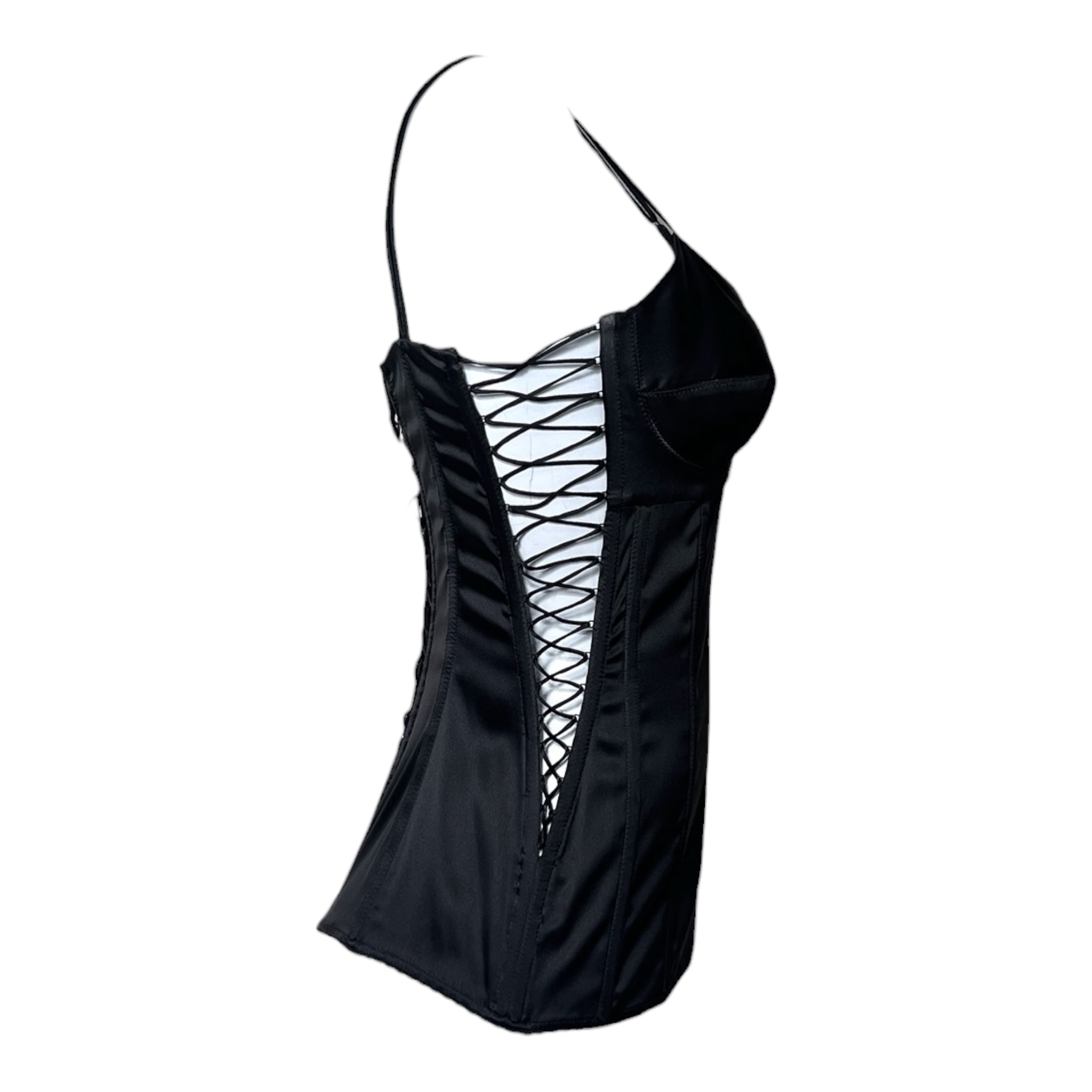 Dolce & Gabbana S/S 2003 Black Satin Corset Top, side