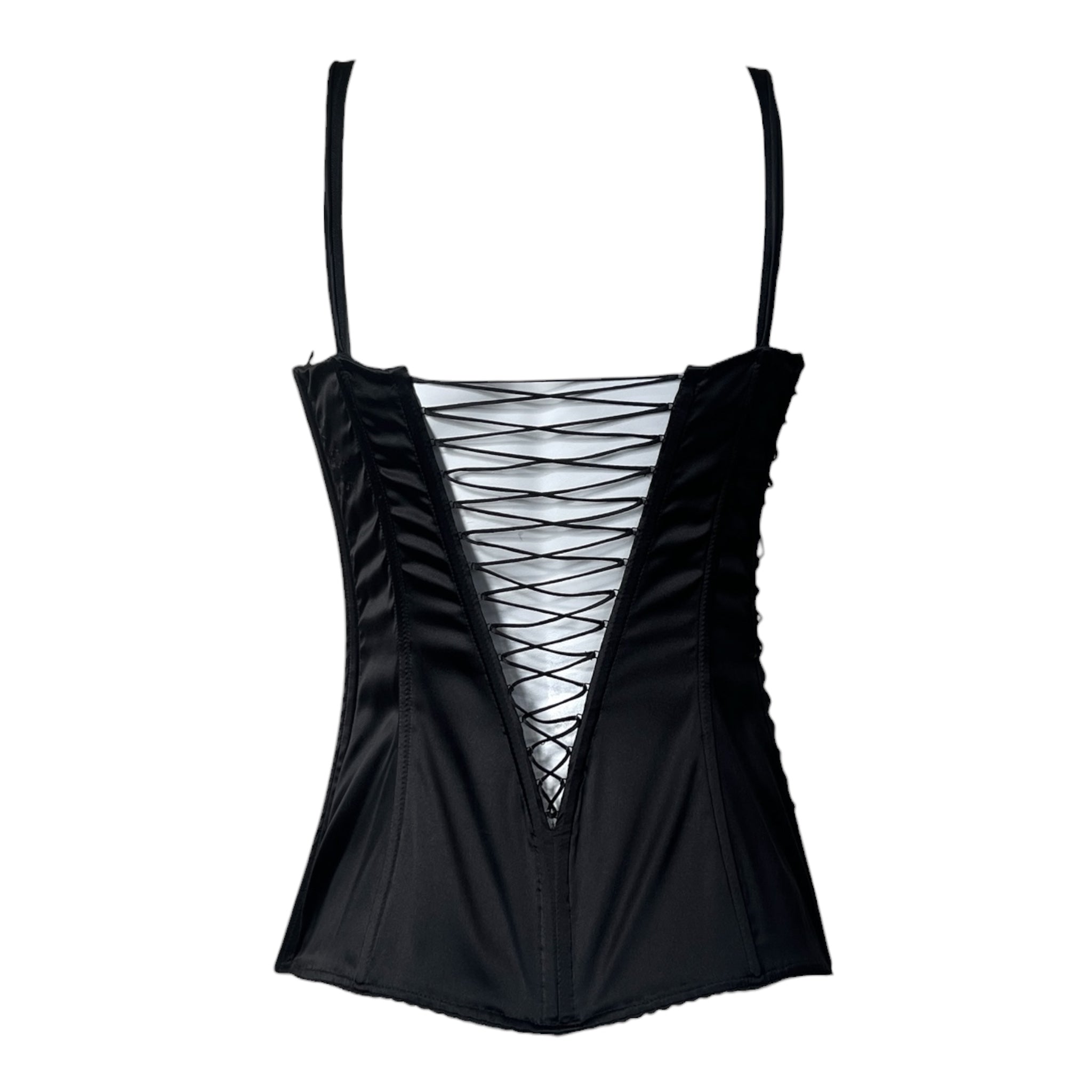 Dolce & Gabbana S/S 2003 Black Satin Corset Top, back