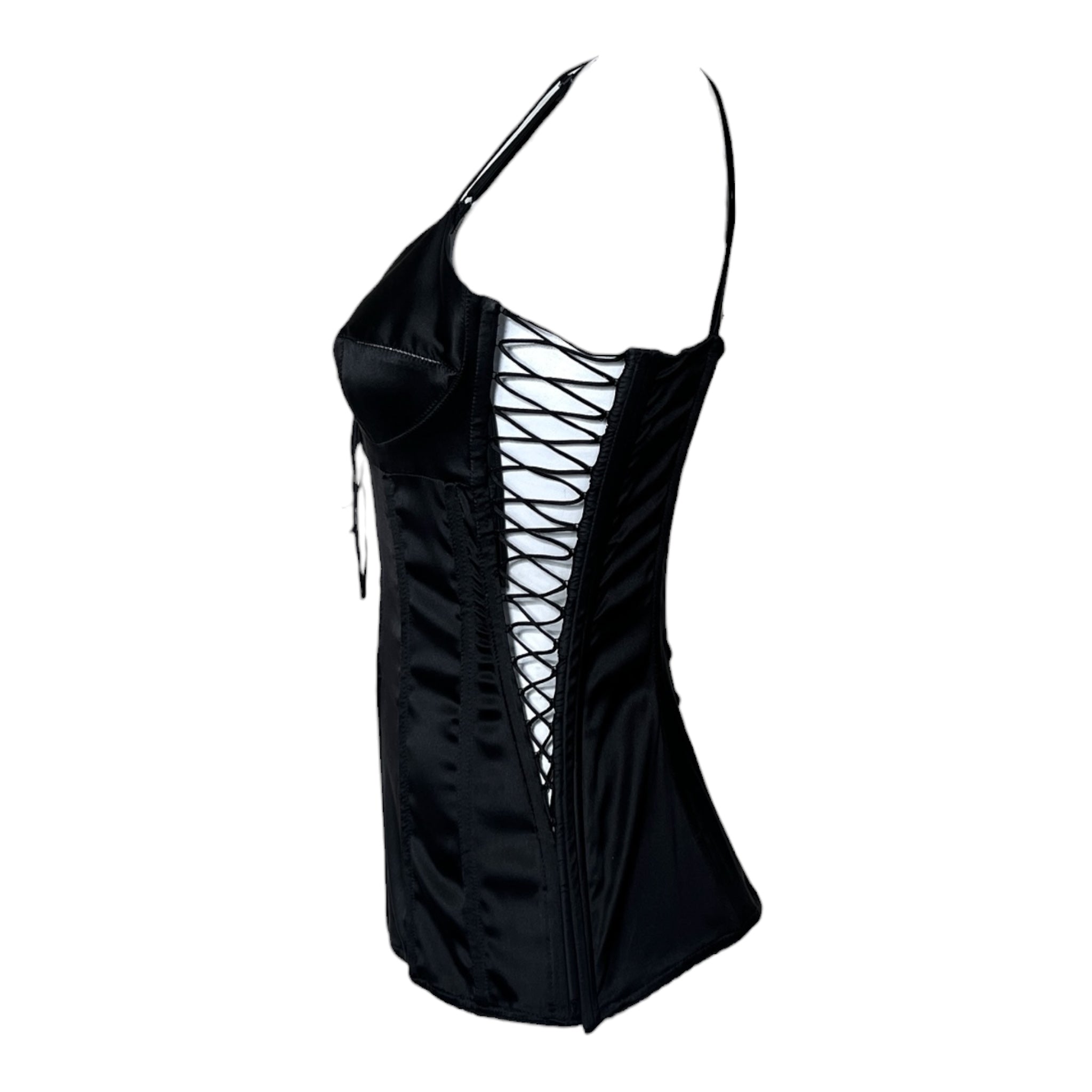 Dolce & Gabbana S/S 2003 Black Satin Corset Top, side 2