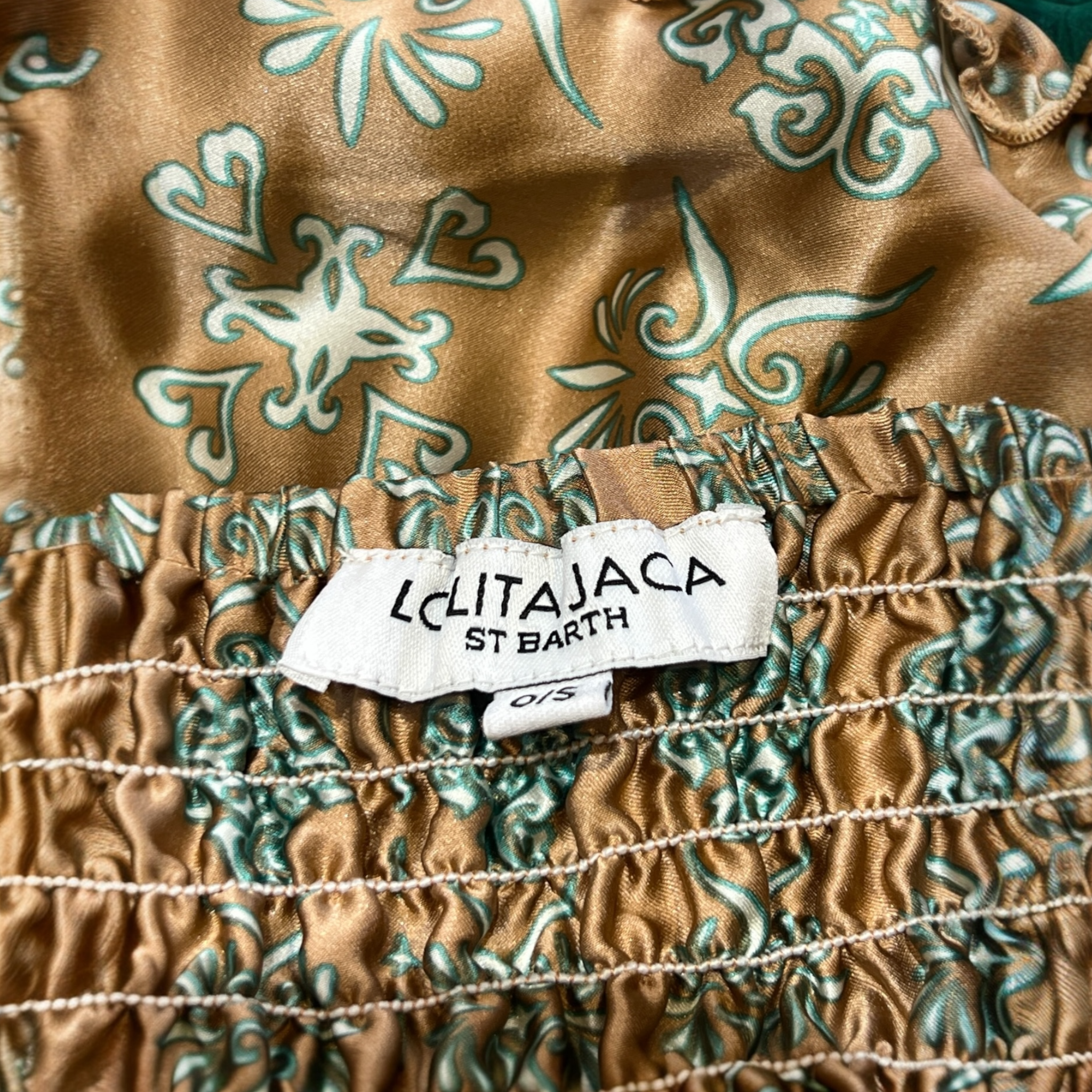  Lolita Jaca 2020s Bohemian Silk Tiered Maxi Skirt, label