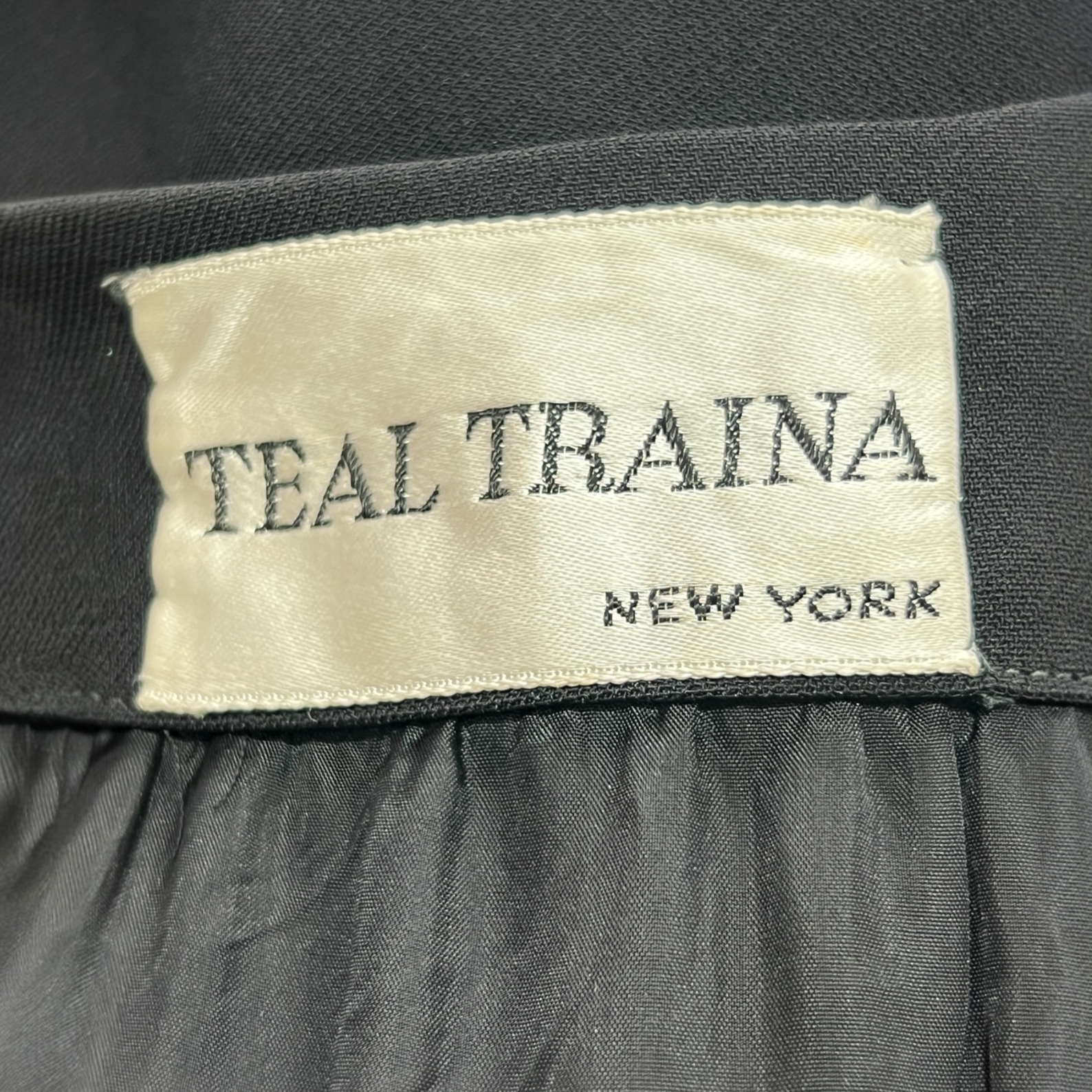 Teal Traina 1960s Classic Little Black Shift Dress w/Crystal Buttons. Label