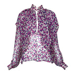 Studio Fong Leng 1980s Chiffon Purple Butterfly Blouse