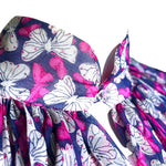 Studio Fong Leng 1980s Chiffon Purple Butterfly Blouse, closure
