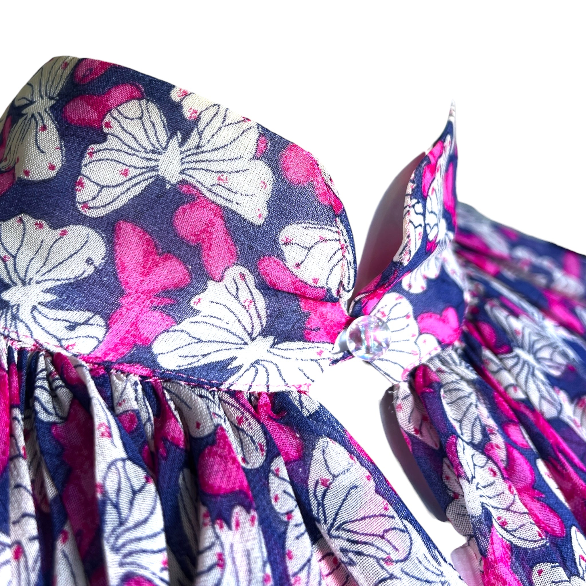 Studio Fong Leng 1980s Chiffon Purple Butterfly Blouse, closure