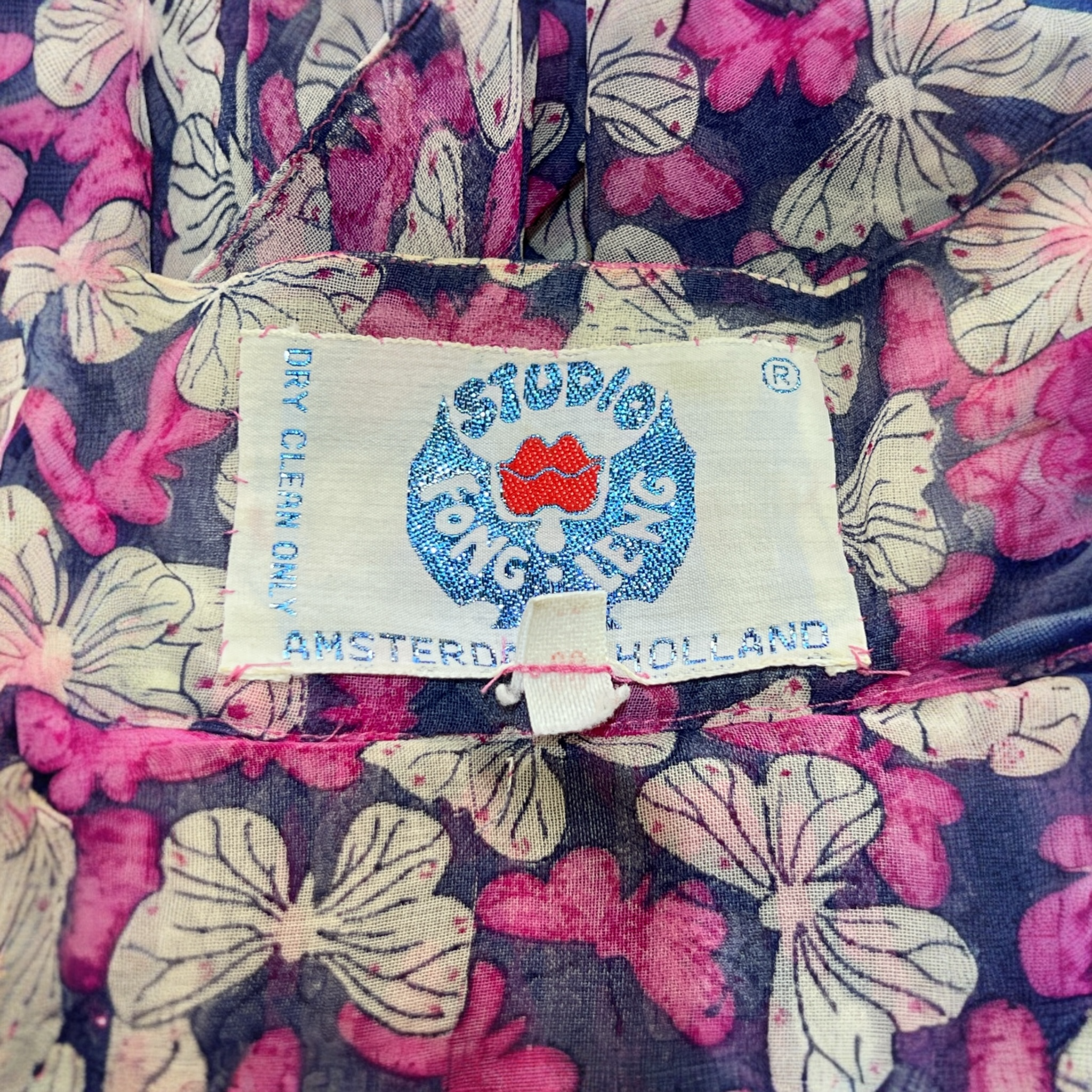 Studio Fong Leng 1980s Chiffon Purple Butterfly Blouse, label