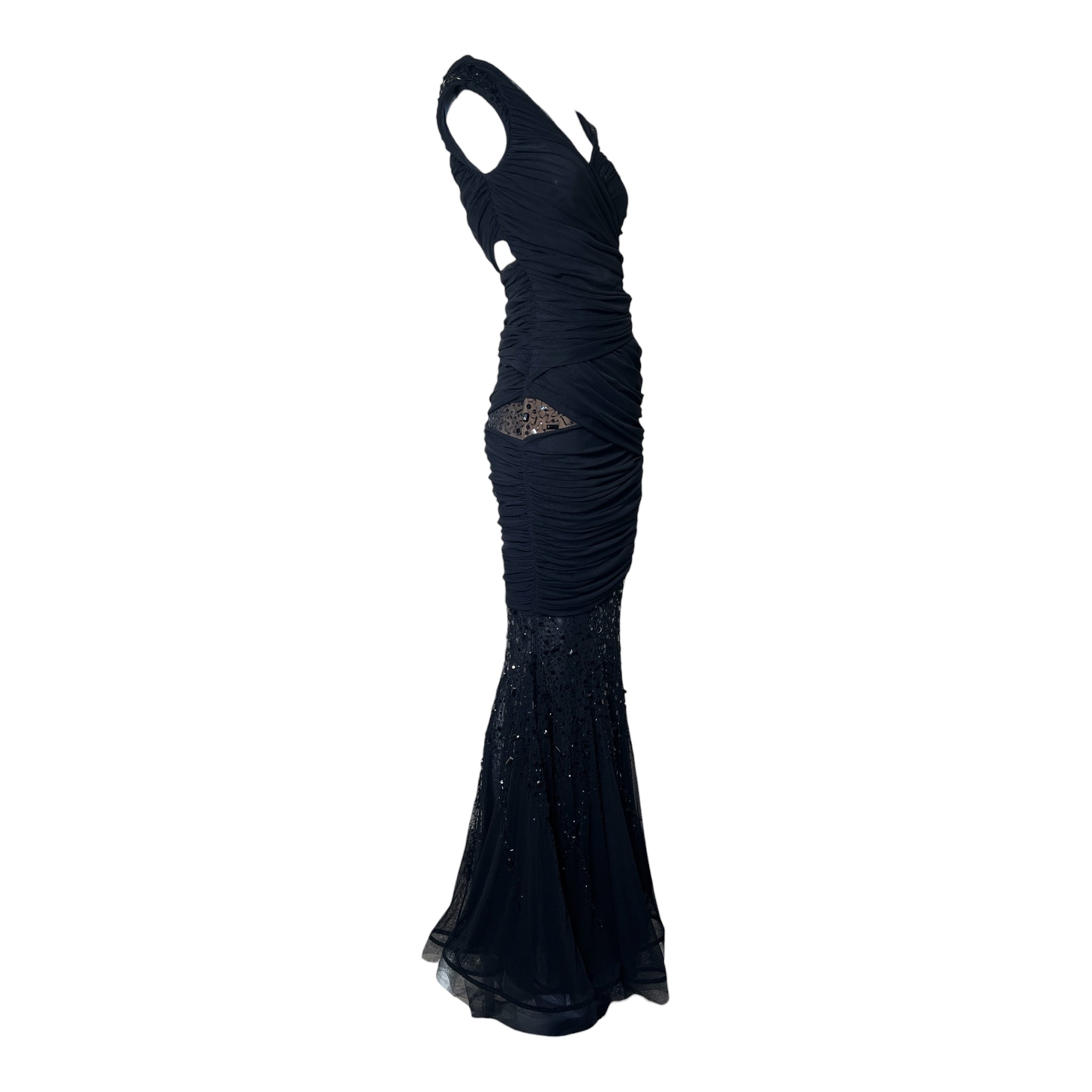 Espen Salberg 2020s Black Stretch Jersey Mermaid Gown w/Peek-A-Boo Back, side