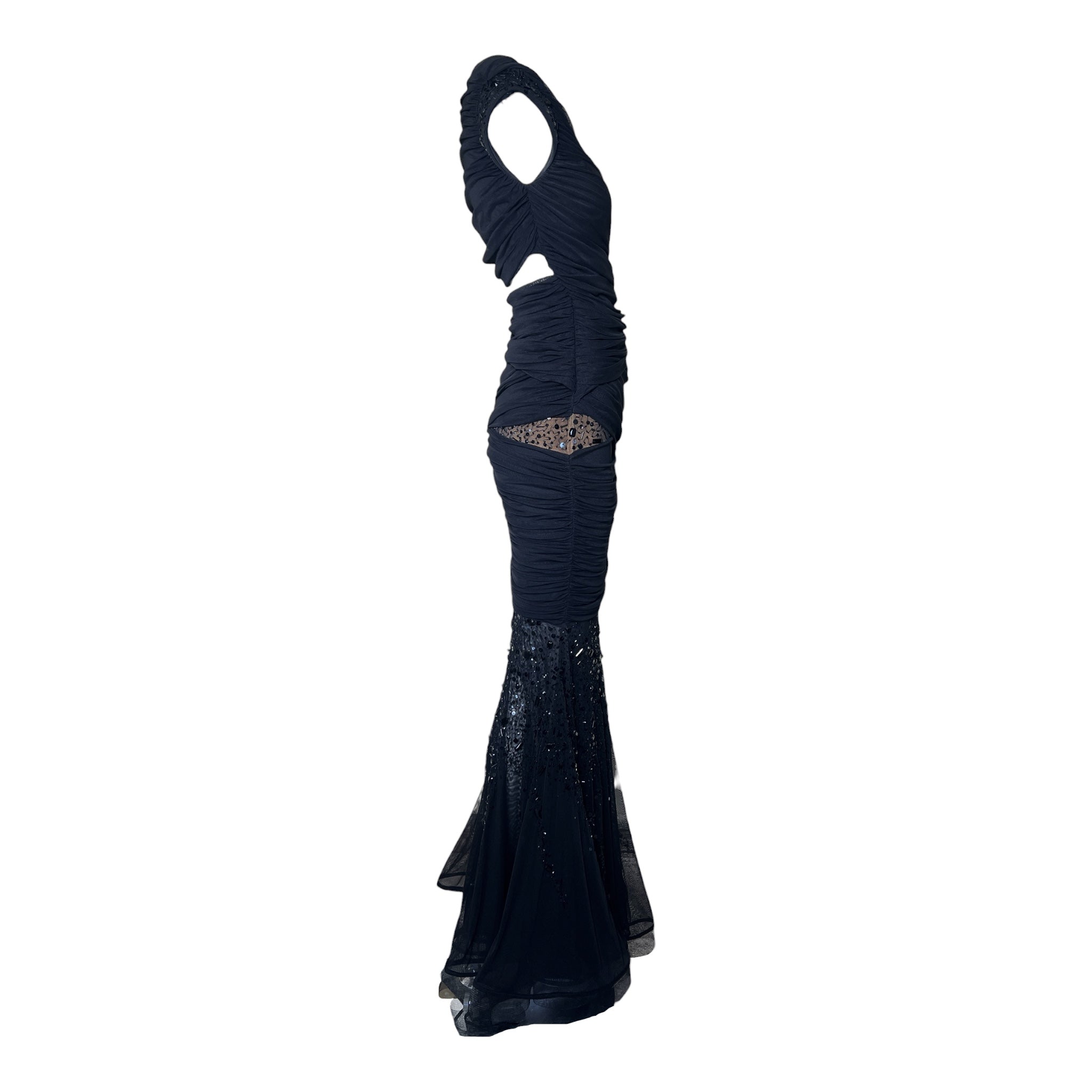 Espen Salberg 2020s Black Stretch Jersey Mermaid Gown w/Peek-A-Boo Back, side 2