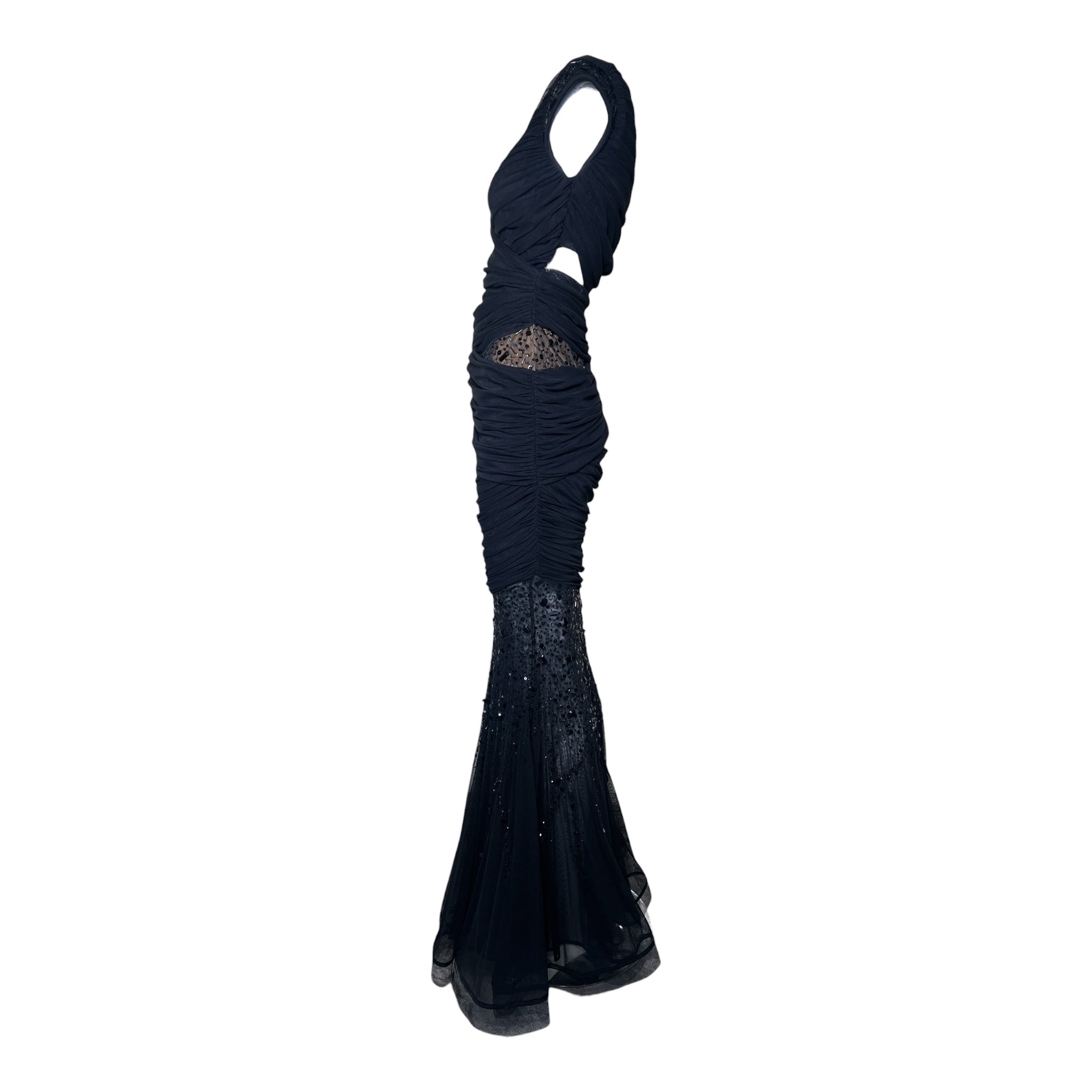 Espen Salberg 2020s Black Stretch Jersey Mermaid Gown w/Peek-A-Boo Back, side 3