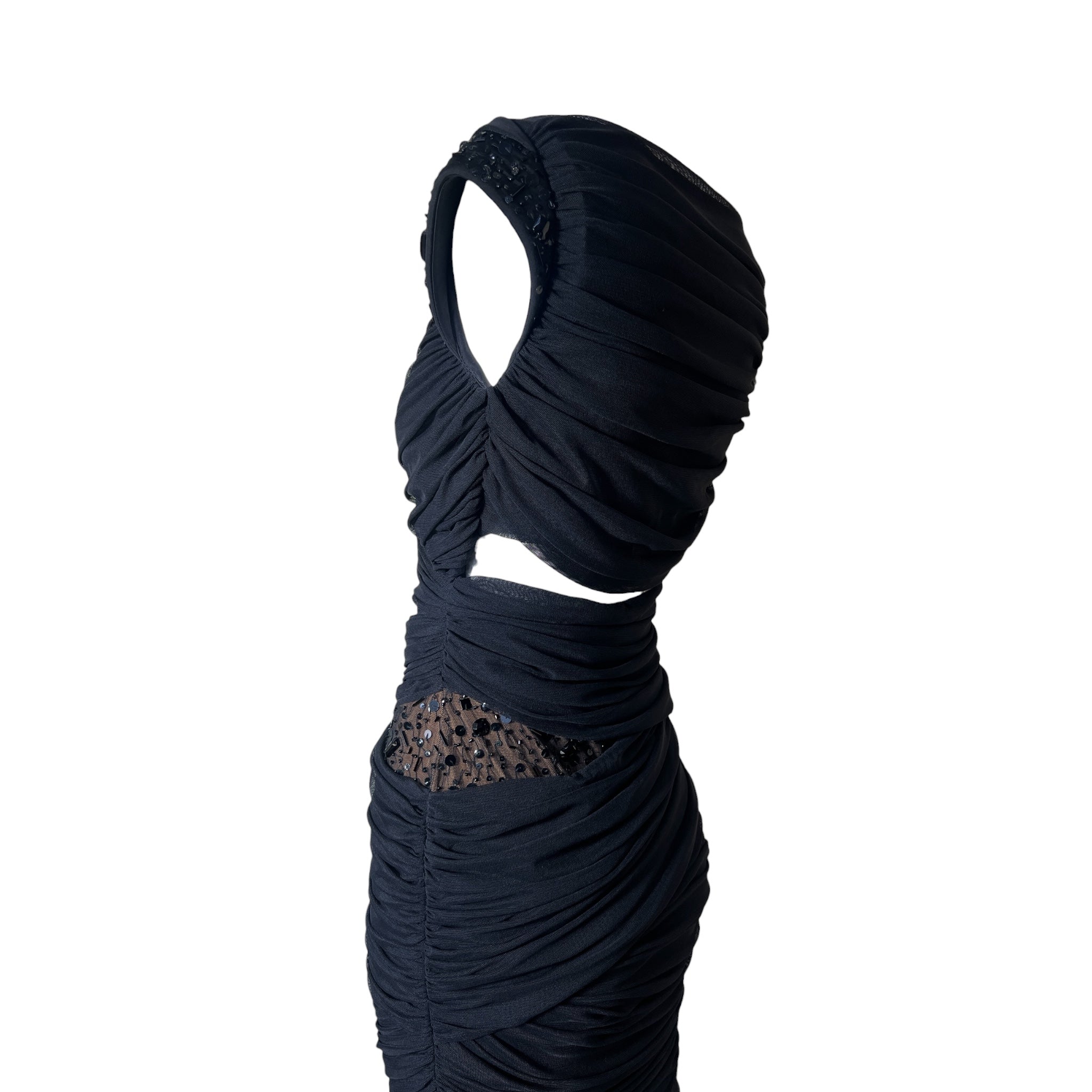 Espen Salberg 2020s Black Stretch Jersey Mermaid Gown w/Peek-A-Boo Back, back side