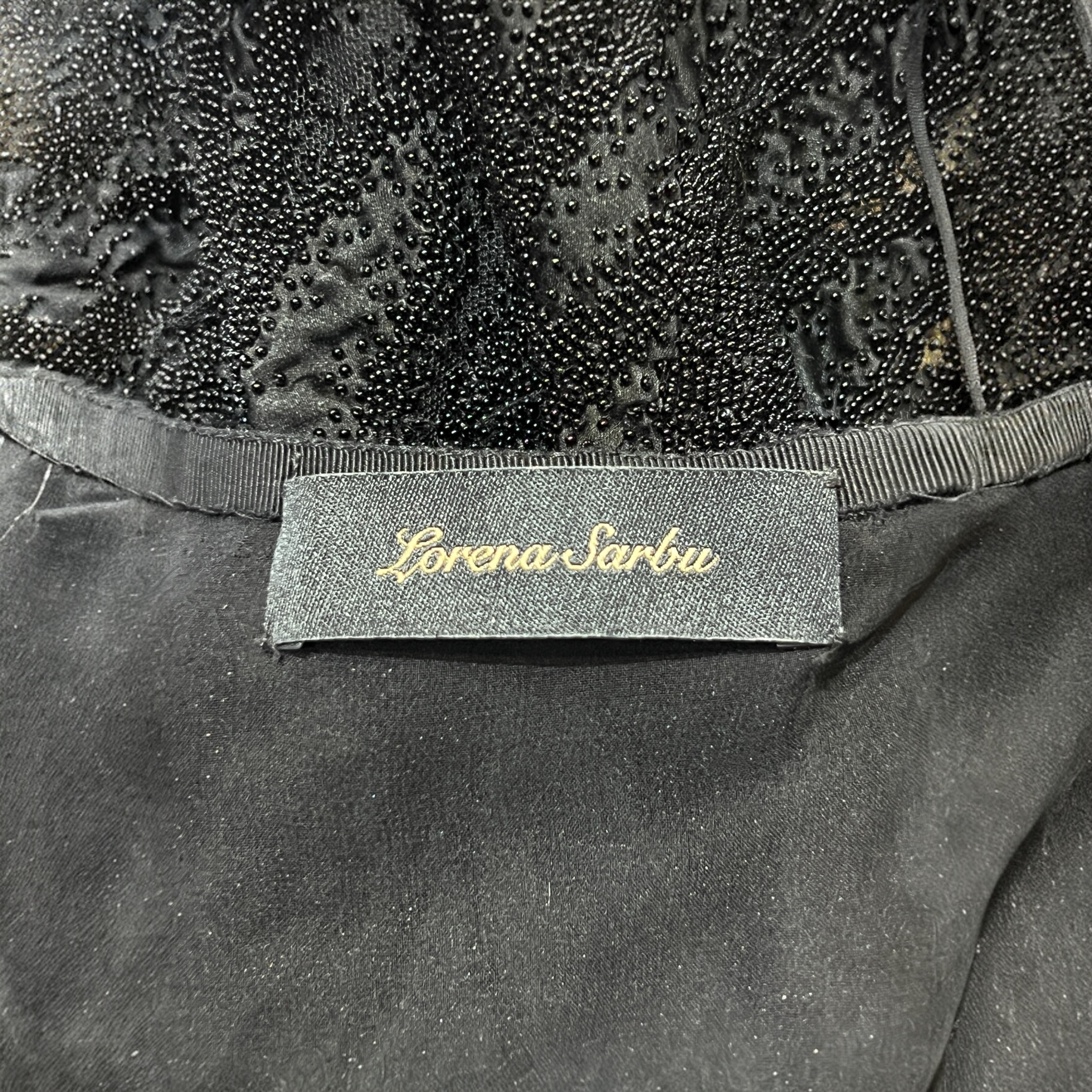 Lorena Sarbu 2010s Heavily Beaded Black Gown, label