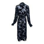 R13 2020s Devoré Velvet Flannel Trim Smoking Robe or Coat, back