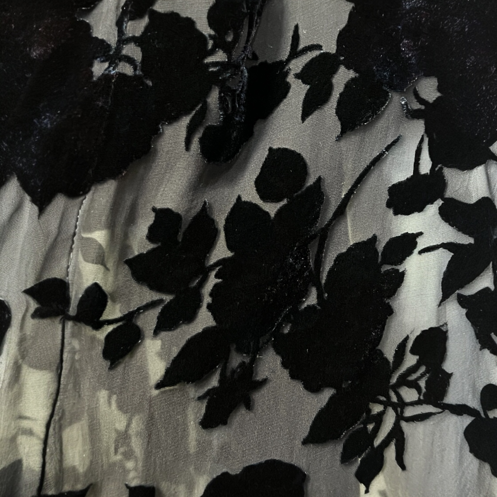 R13 2020s Devoré Velvet Flannel Trim Smoking Robe, detail
