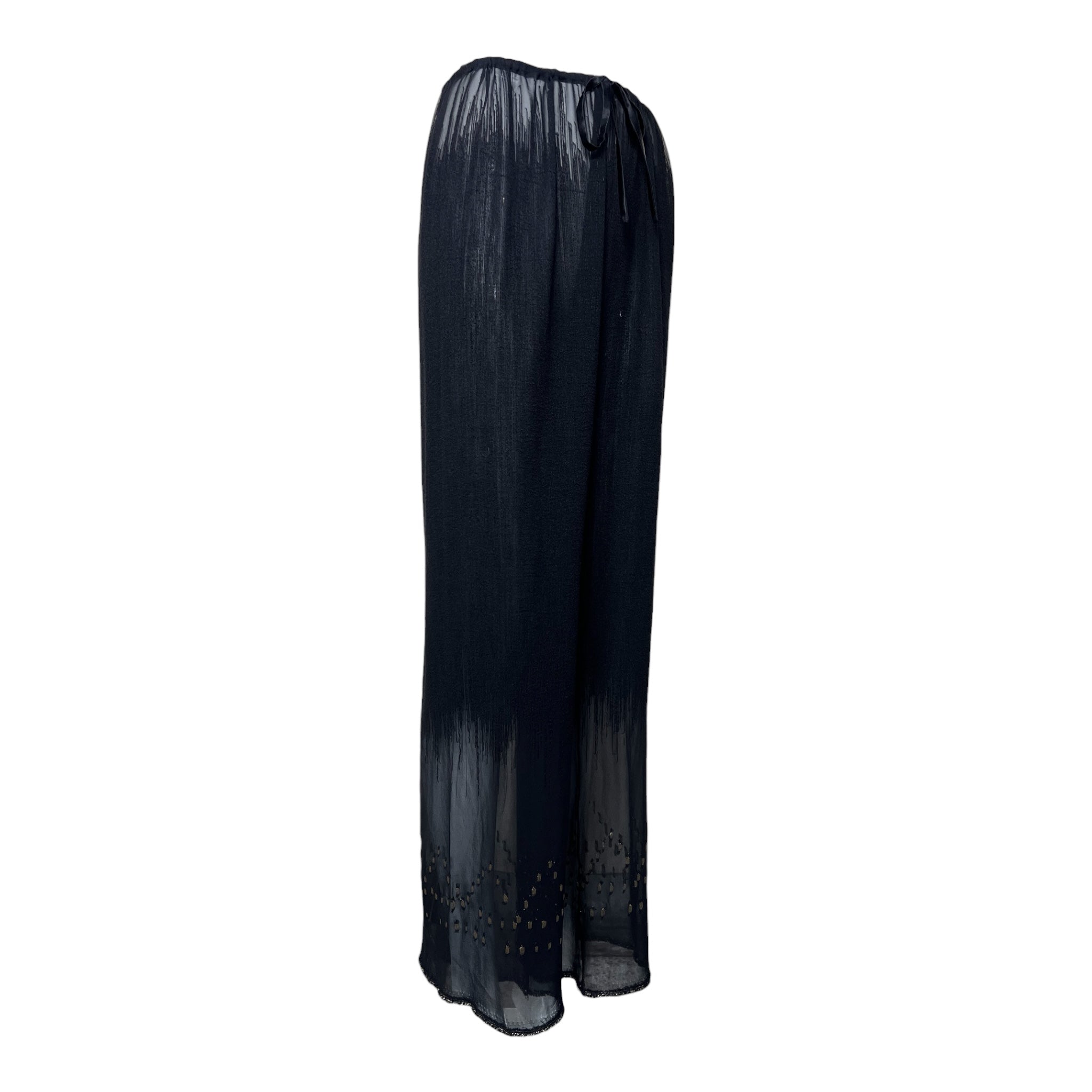 Joan Vass 1990s Unique Chiffon Dress Pant Ensemble, pants slight side