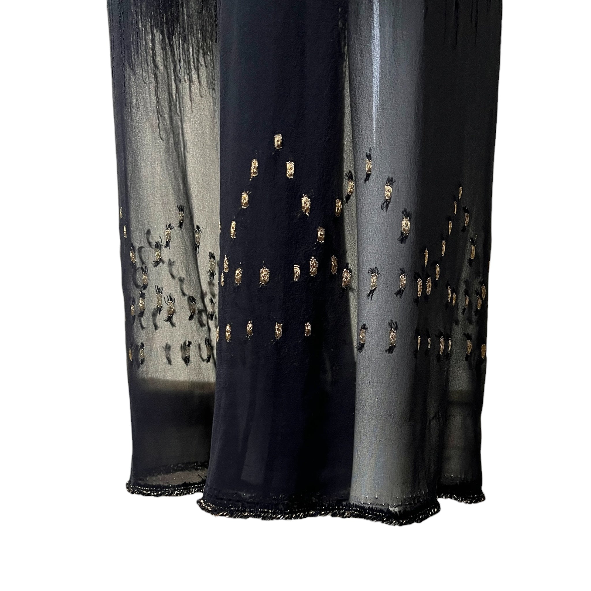Joan Vass 1990s Unique Chiffon Dress Pant Ensemble, pants hem