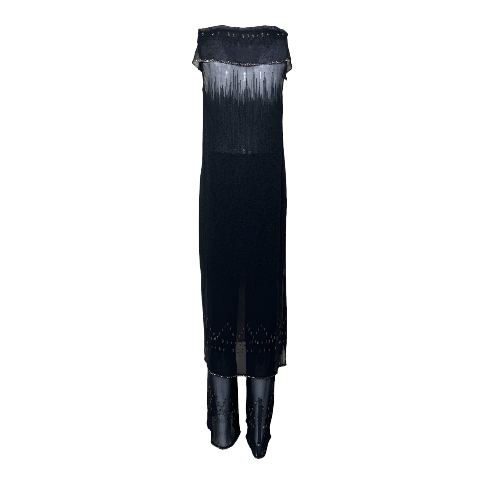 Joan Vass 1990s Unique Chiffon Dress Pant Ensemble