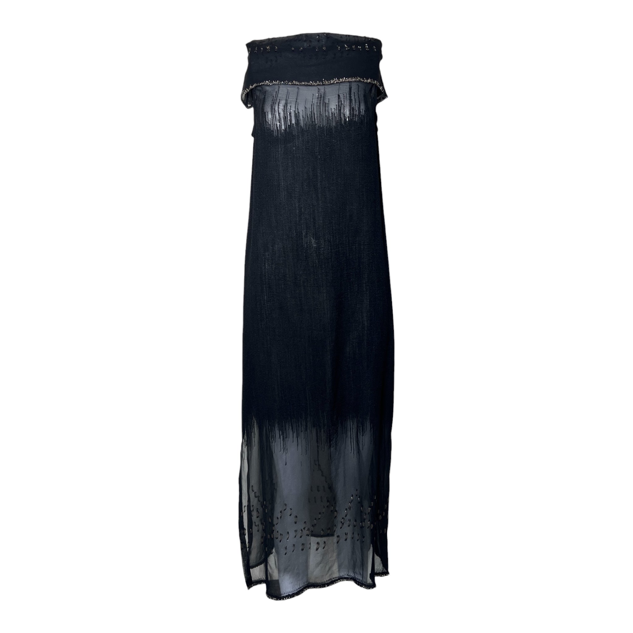 Joan Vass 1990s Unique Chiffon Dress Pant Ensemble, tunic back