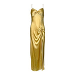 2000's Yellow Silk Satin Partial Bias Cut Gown