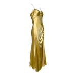 2000's Yellow Silk Satin Partial Bias Cut Gown, slight side