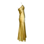 2000's Yellow Silk Satin Partial Bias Cut Gown, side