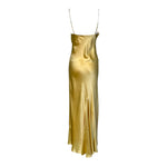 2000's Yellow Silk Satin Partial Bias Cut Gown, back