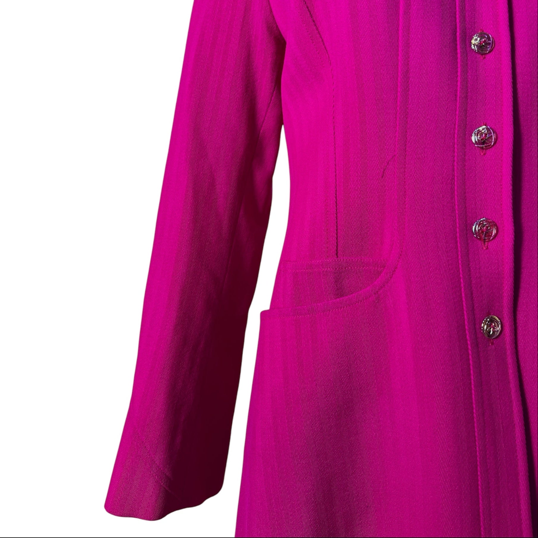 Christian Lacroix 1990s Hot Pink Skirt Suit, jacket detail 2