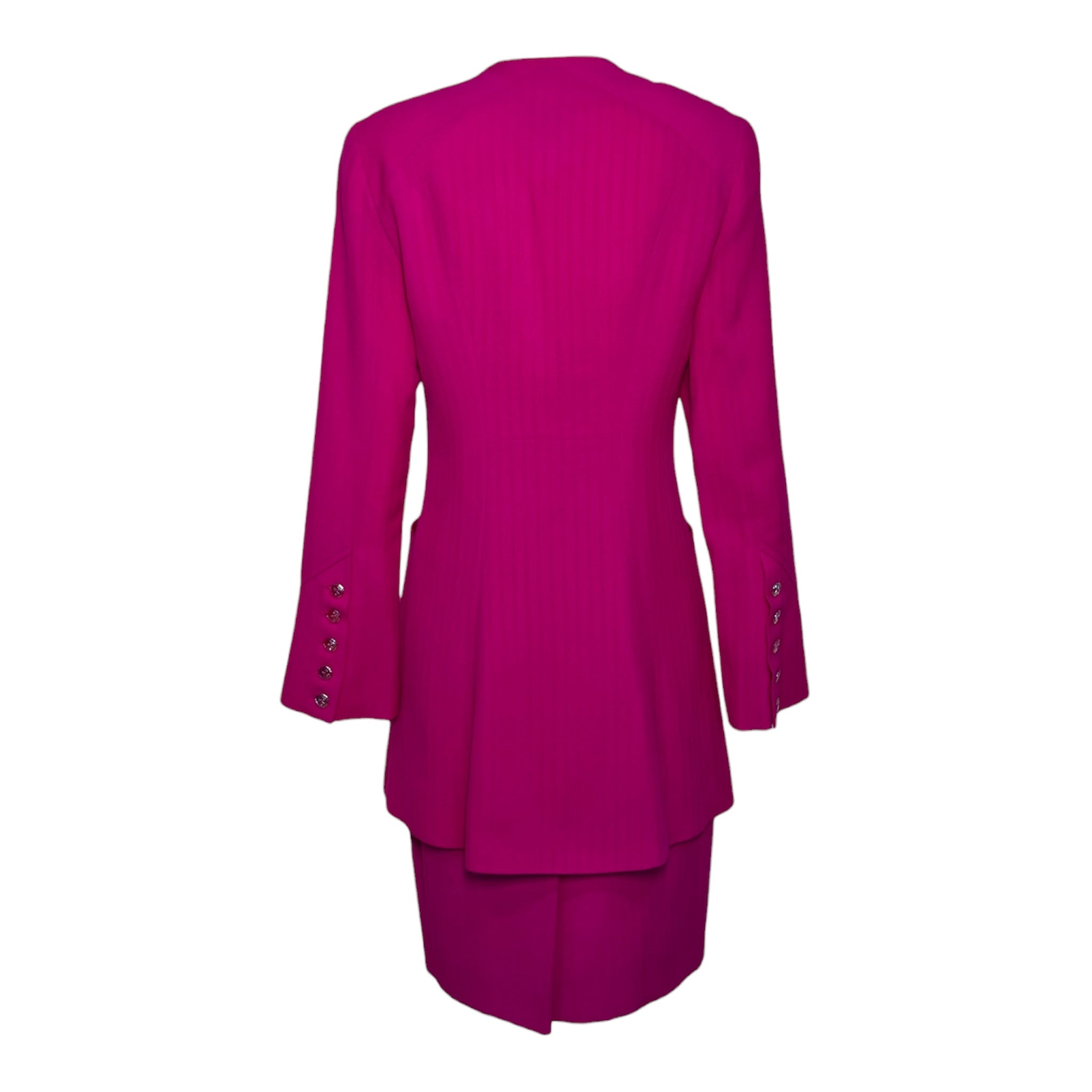 Christian Lacroix 1990s Hot Pink Skirt Suit, back