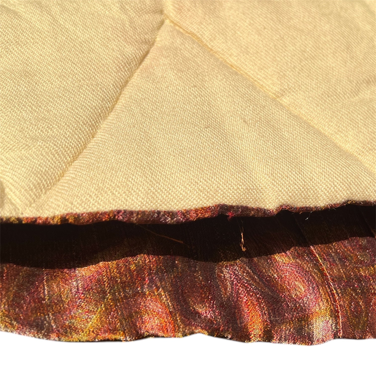 Yohji Yahmamoto F/W 2000 Copper Paisley Silk Brocade Jacket, close up hem