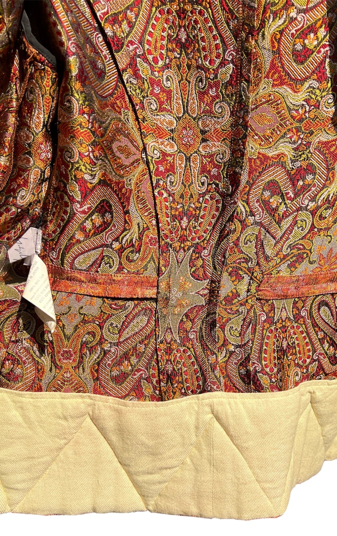 Yohji Yahmamoto F/W 2000 Copper Paisley Silk Brocade Jacket, inside hem