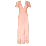 1930's Peach Lace and Silk Flutter Sleeve Dressing Gown FRONT