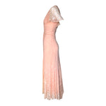 1930's Peach Lace and Silk Flutter Sleeve Dressing Gown LEFT SIDE