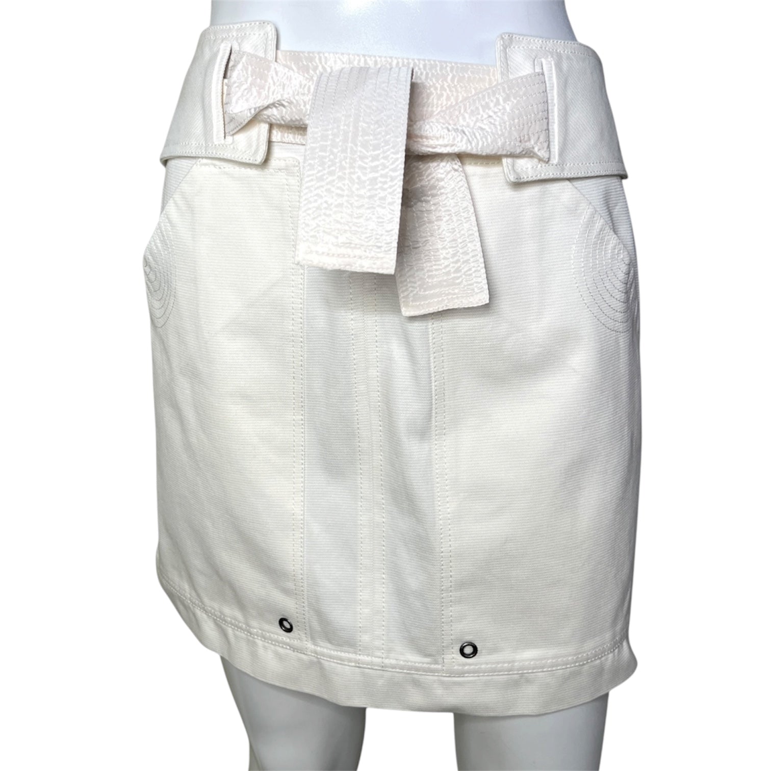 Tom Ford for Gucci S/S 2003 White Belted Utility Mini Skirt