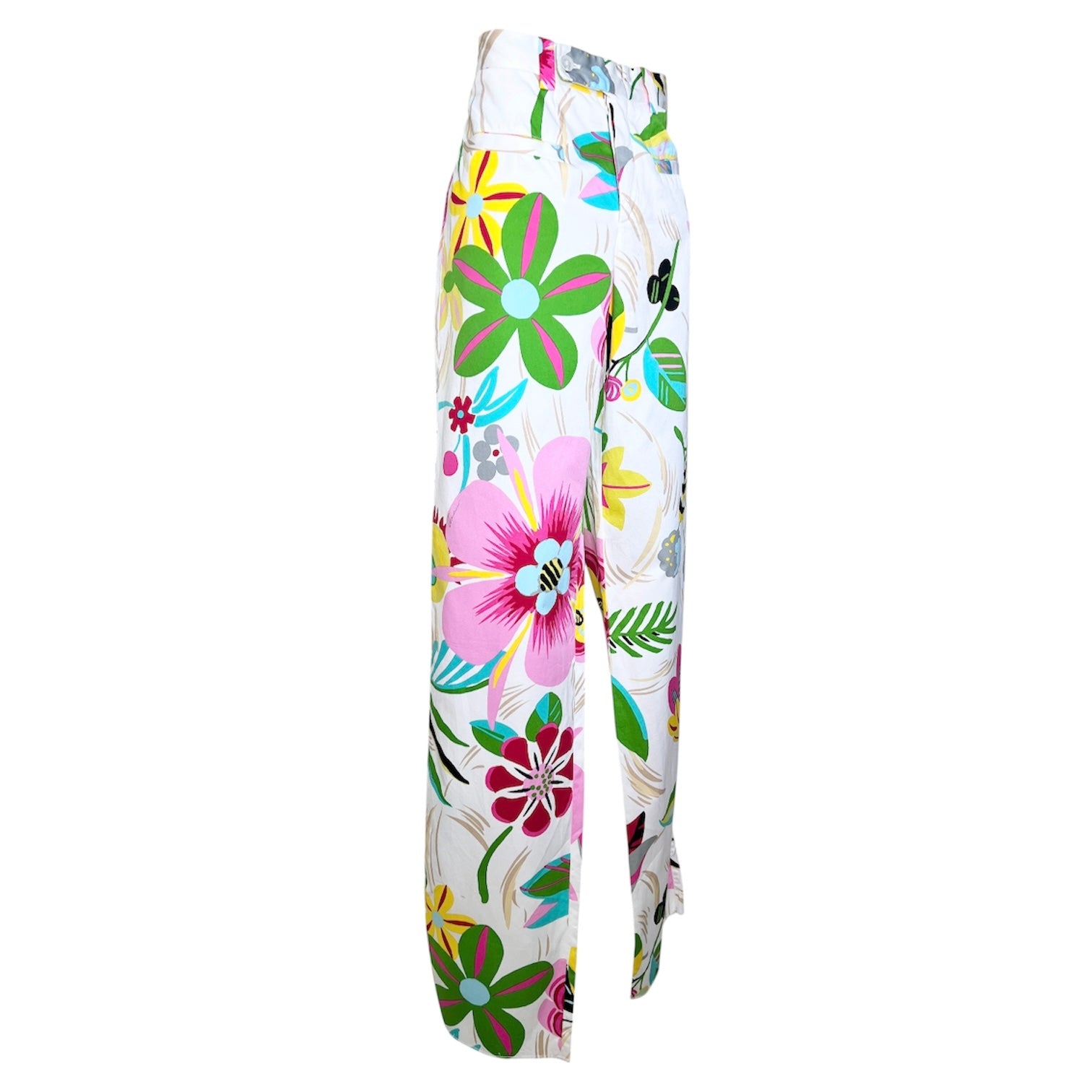 Gucci Tom Ford Era S/S 1999 White Tropical Print Pants, slight side